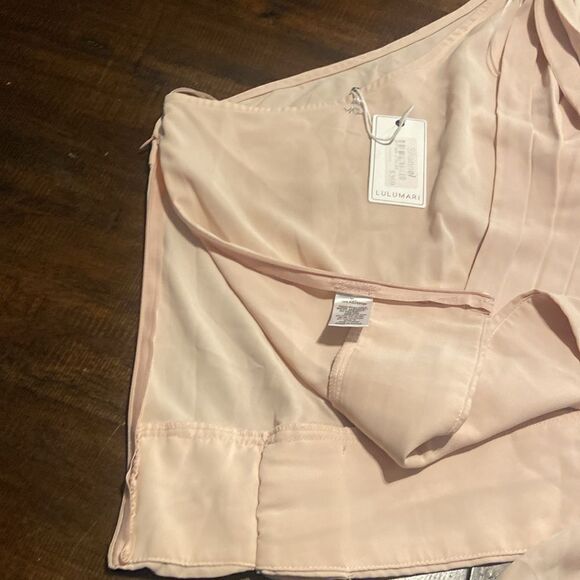Ladies lulumari one shoulder blouse drape blush color size small - Picture 8 of 10